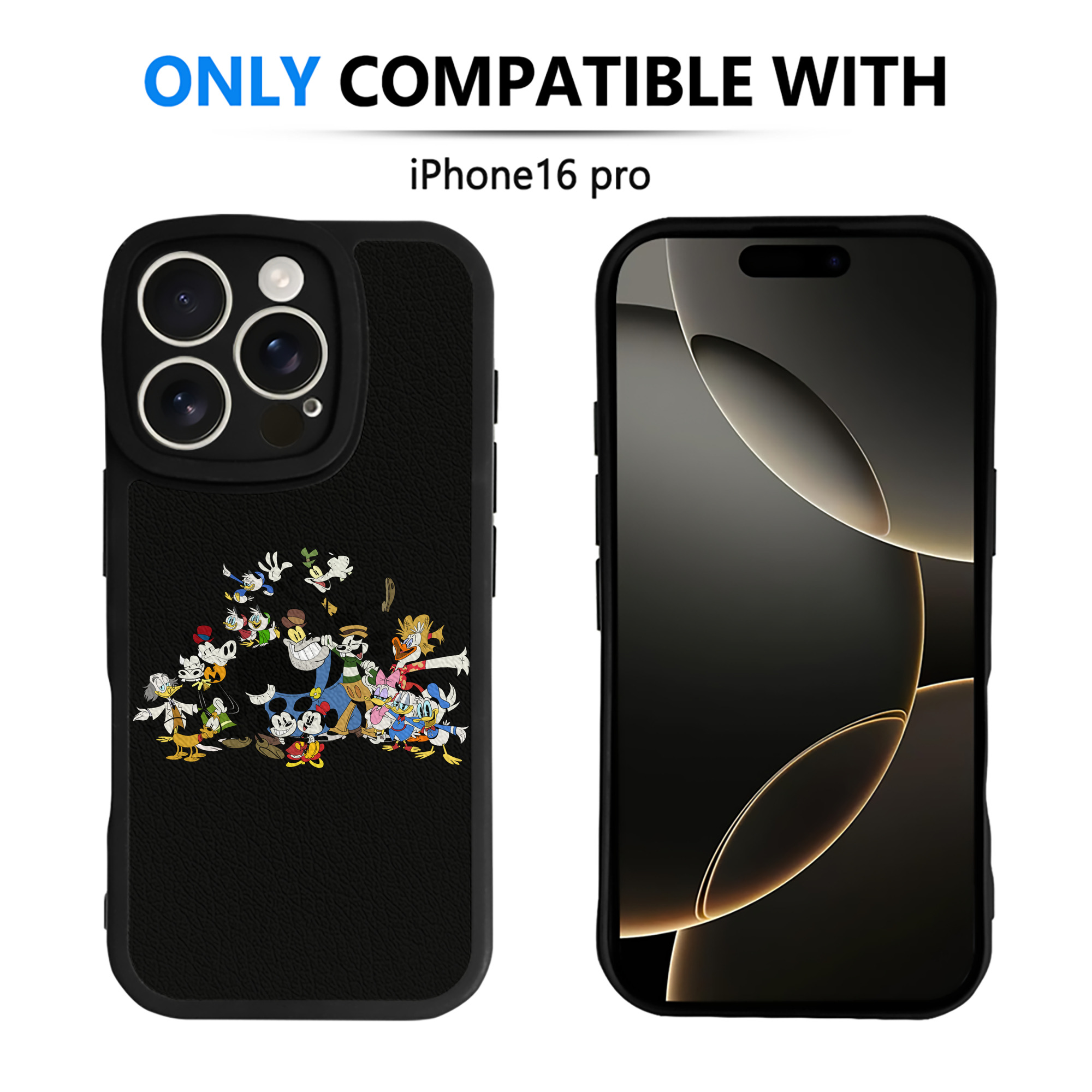 （画像用） ミッキーマウス Mickey Mouse 【iPhone 16シリーズ対応】シリコンスマホケース（レザー調） 材質：シリコン